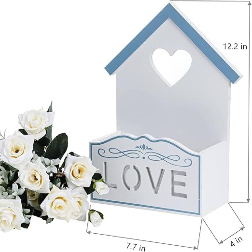 White Roses Artificial Flowers with LED Lights | Hanging Wooden Box Floral Decor - Picture 2 of 2
